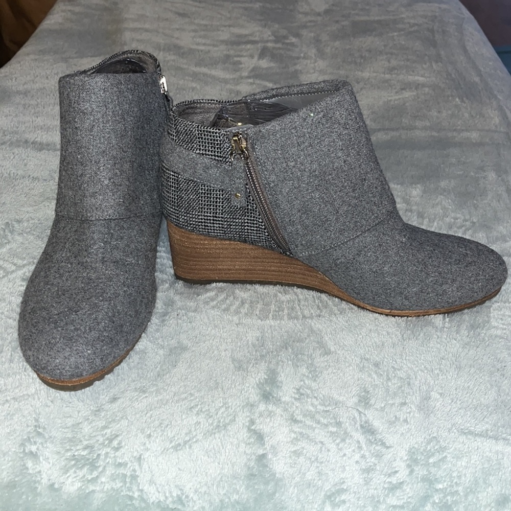 Gray Ankle Booties with Wedge Heel